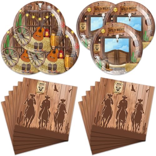 40 Pcs Western Cowboy Birthday Party Plates Napkins