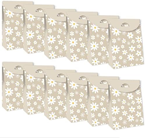 Big Dot of Happiness Tan Daisy Flowers Goodie Bags Set of 12