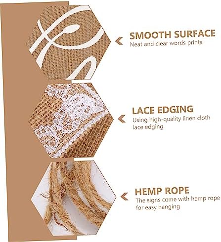 Jojofuny 2pcs Elegant Wedding Chair Sign Set Mr Mrs Burlap Decor with Lace Edging