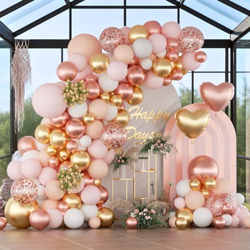All-in-1 Rose Gold Balloon Garland Kit 162Pcs