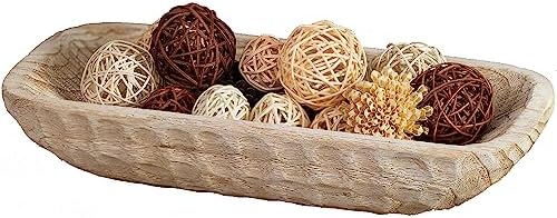 Hanobe Decorative Wood Dough Bowl for Centerpieces