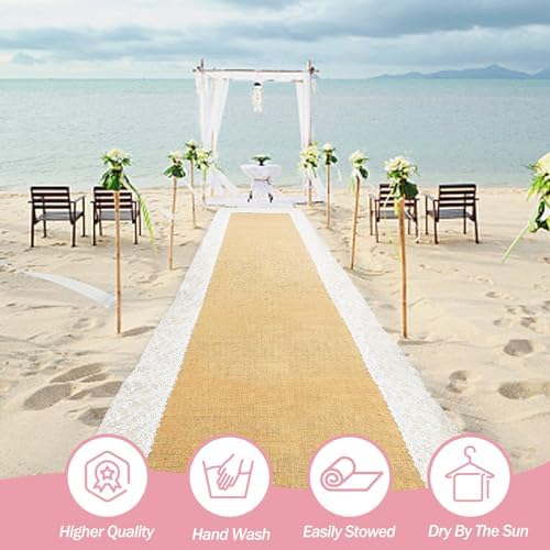 Natural Burlap Wedding Aisle Runner 3ft x 30ft