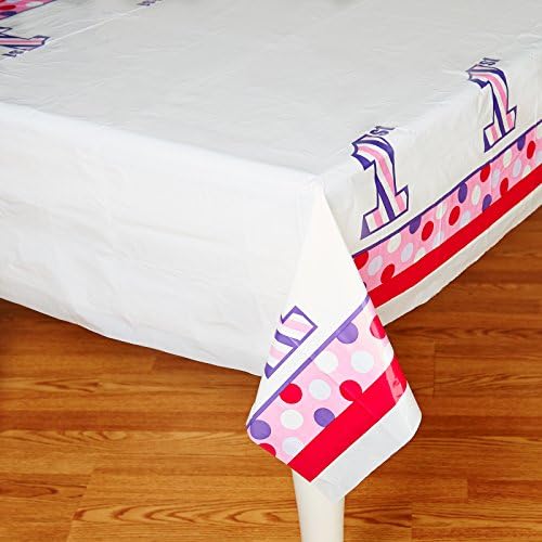 Creative Converting Celebrations Table Cover 48x88 Sweet Stripes Girl Pink Purple