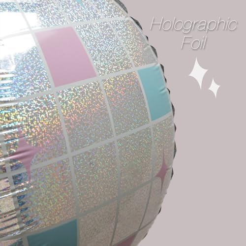 Iridescent Disco Ball Foil Balloons 4D Sparkle for Parties