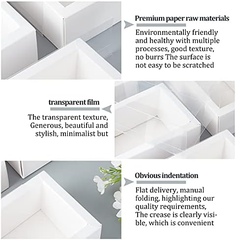 BENECREAT 12 Pack White Rectangle Drawer Kraft Boxes with PVC Window for Party Favors