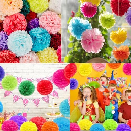 12PCS 10in 12in White Paper Pom Poms Wedding Party Decorations DIY Art Craft Blooms