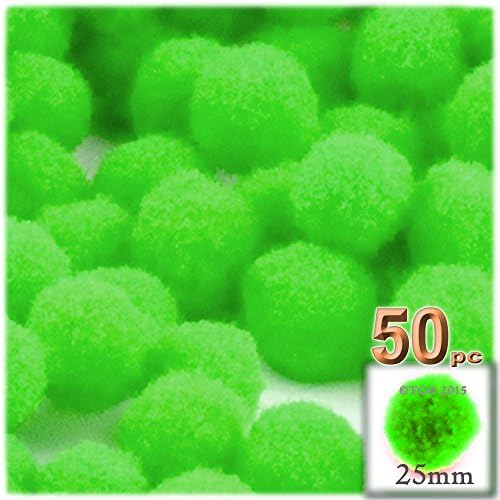 The Crafts Outlet 50-Piece Acrylic Pom Poms Emerald Green