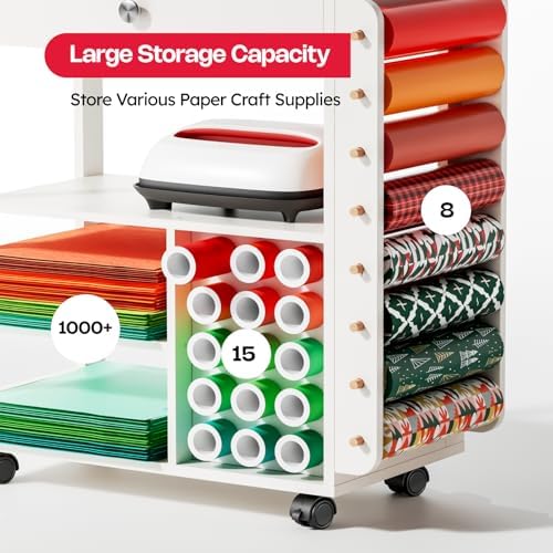 Crafit Craft Cart Organizer Table with Vinyl Roll Holder and Storage
