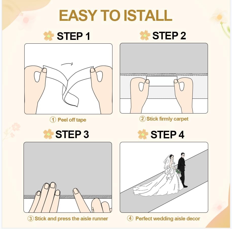 White Wedding Aisle Runner 3x100 Feet with Pull String