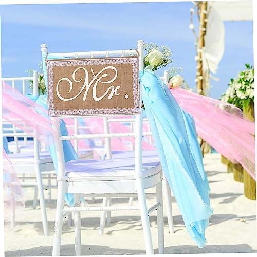 Gadpiparty 2pcs Mr Mrs Burlap Chair Signs for Wedding Decor