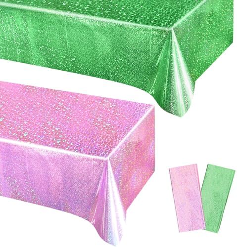 Wecoe 2pcs Pink and Green Party Tablecover Streamer
