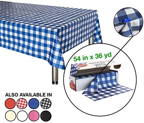 Neatiffy Blue Gingham Tablecloth Roll 54 in x 108 ft