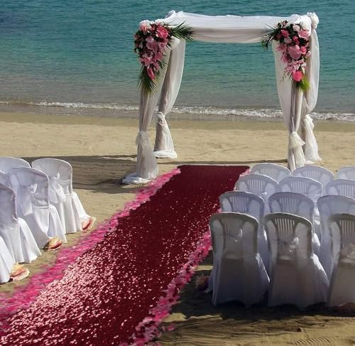 ShinyBeauty Sequin Aisle Runner Rug 4x15FT Sparkly Burgundy Carpet for Wedding and Party Decor