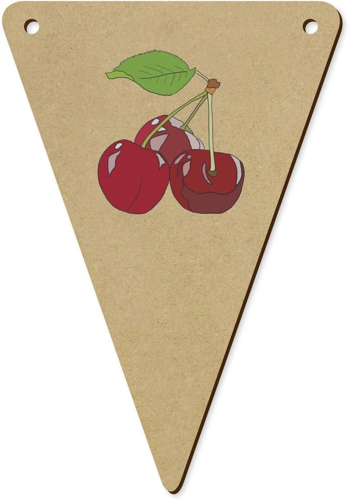 Azeeda 5 x 140mm Three Cherries Wooden Bunting Flags