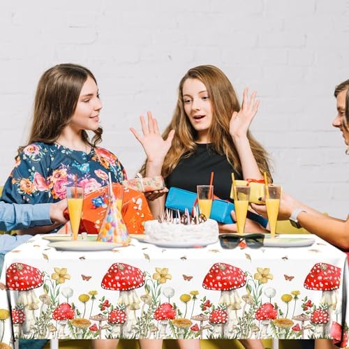 Juweked 3Pcs Mushroom Tablecloth Rectangles