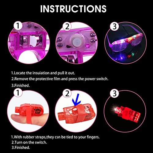 Stondino Christmas Glow In The Dark Party Supplies LED Glasses Finger Lights for Kids Party Favors