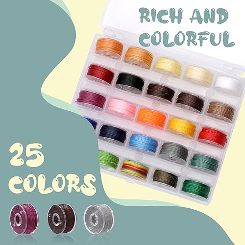25 Colors Waxed Thread Set for Jewelry Making and Leather Sewing