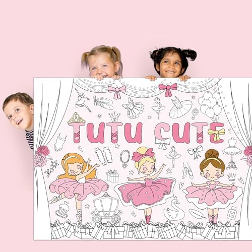 Giant Ballerina Coloring Tablecloth for Kids