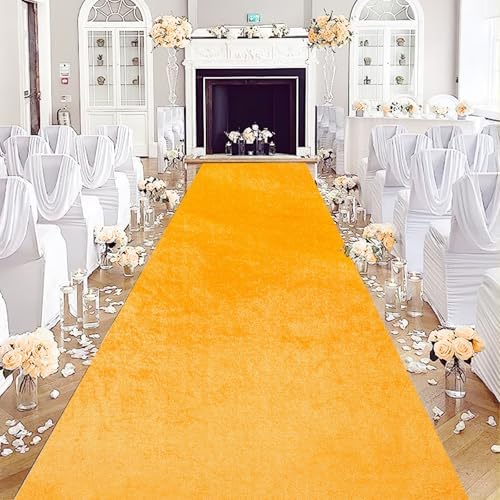 QueenDream Gold Velvet Rug Runner 25ft x 15ft Wedding Aisle Runner