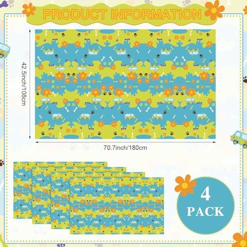 4 Pcs Cartoon Dog Tablecloth Set for Birthday Parties and Baby Showers