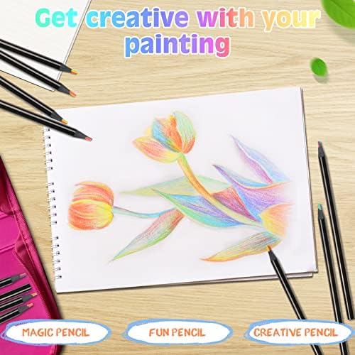 7 in 1 Rainbow Pencils 120 Pcs Black Wooden Art Supplies