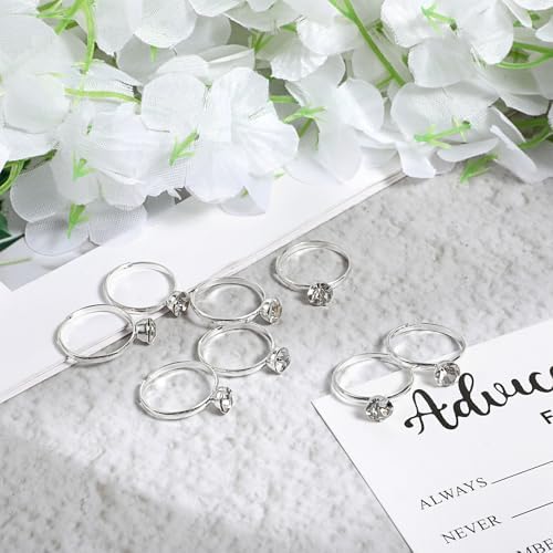 36 Packs Fake Diamond Rings for Bridal Shower Decorations