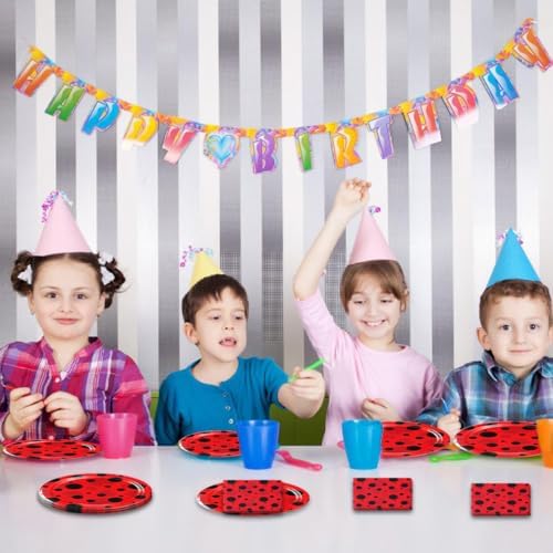 40 Pcs Ladybug Plates Napkins Birthday Party Supplies for 20 Guests