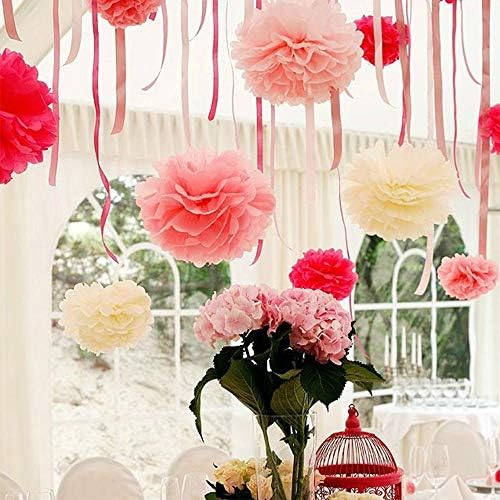 Binpeng Paper Pom Poms Wedding Decorations 6PCS White