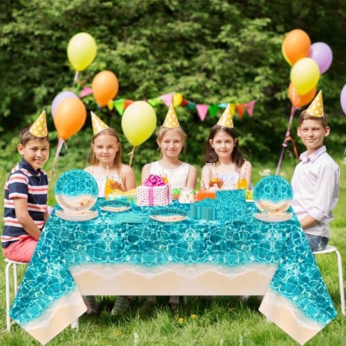 Summer Beach Party Supplies 98PCS Ocean Waves Tableware Set for 24 Guests