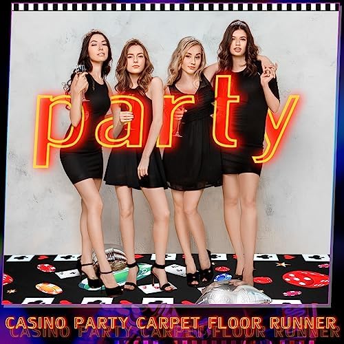 Thyle Casino Red and Black Carpet Runner Rug for Party Aisle