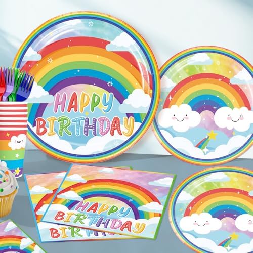 Cocomigo 179pcs Rainbow Birthday Decorations for Kids