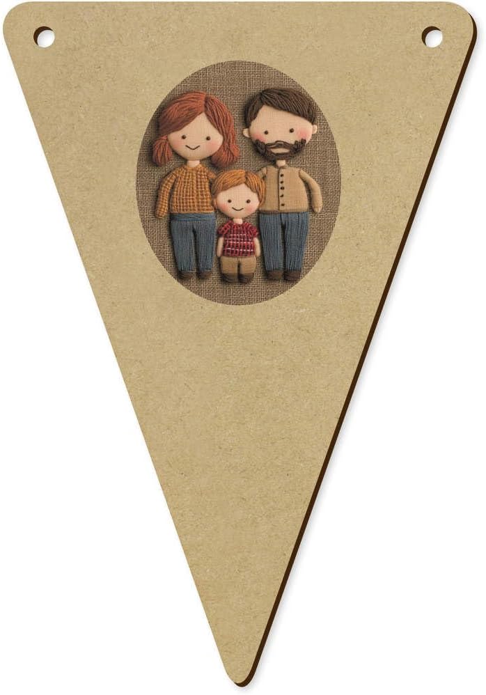 5 x 140mm Cute Happy Family Wooden Bunting Flags BN00087127