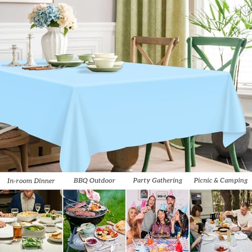 Mulbozy 2 Pcs Light Blue Rectangle Tablecloth 54x108