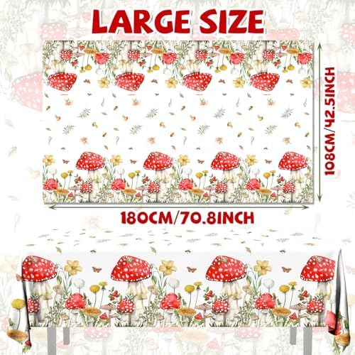 Juweked 3Pcs Mushroom Tablecloth Rectangles