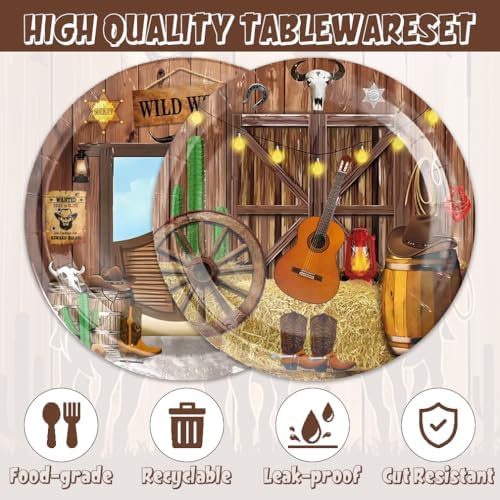 40 Pcs Western Cowboy Birthday Party Plates Napkins