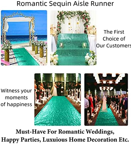 DUOBAO Green Sequin Aisle Runner Wedding Decor