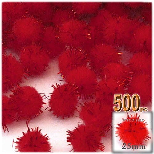 Crafts Outlet Chenille Sparkly Pom Poms Pink Porcupine 10-inch 500-pc