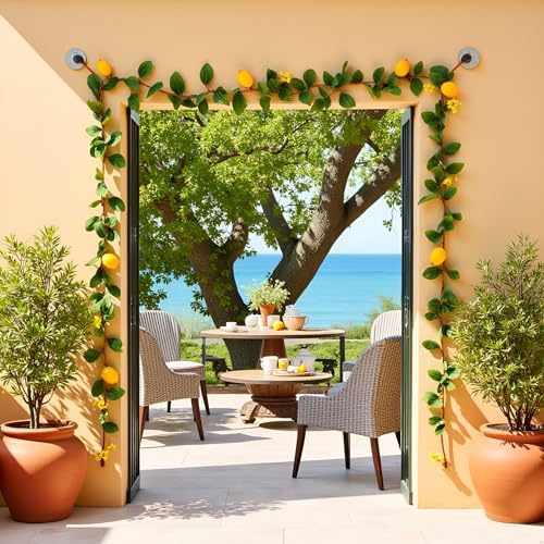 2PCS Artificial Lemon Garland 12Ft Total for Wedding and Home Decor