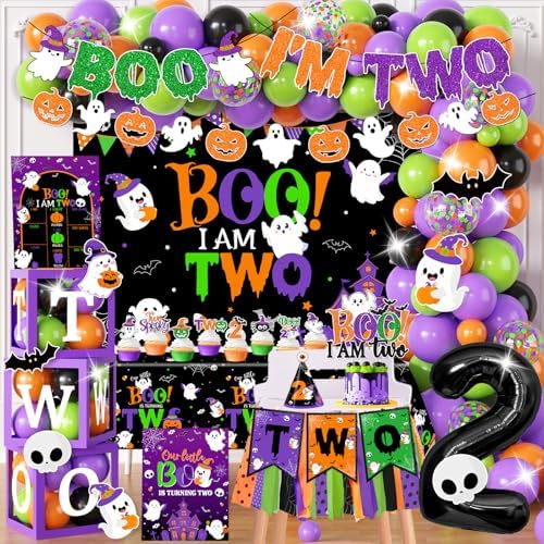 Halloween 2nd Birthday Decorations 164pcs Boo Im Two Party Kit