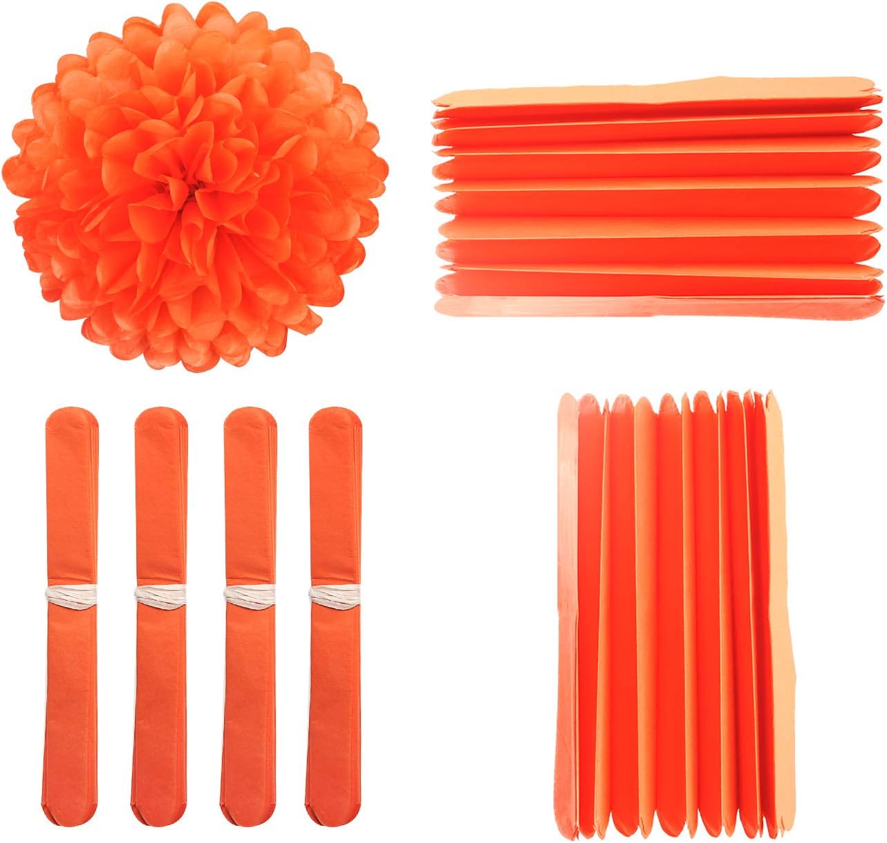 MISU 10 Inch Orange Tissue Pom Poms Pack of 18