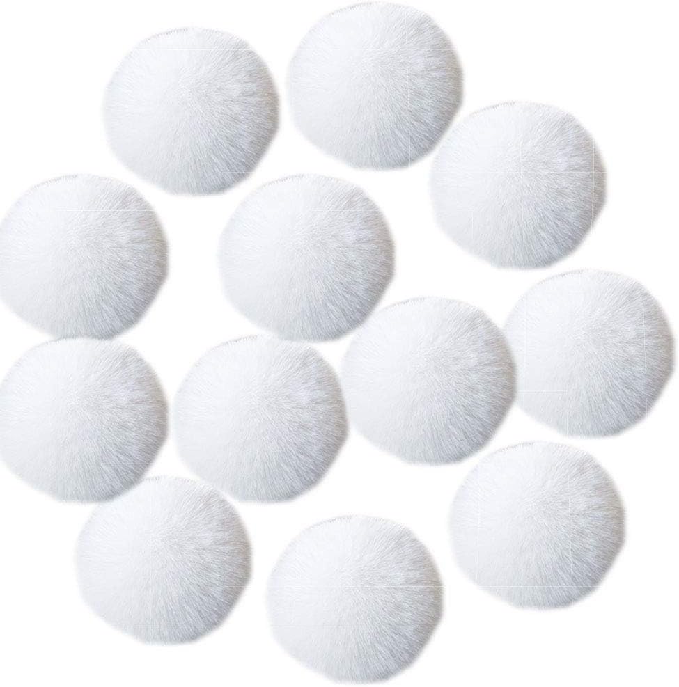 Chris W 12pcs White Artificial Rabbit Fur Pom Poms Ball