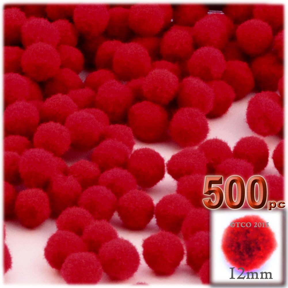 The Crafts Outlet 500-Piece Acrylic Pom Poms 12mm Tan