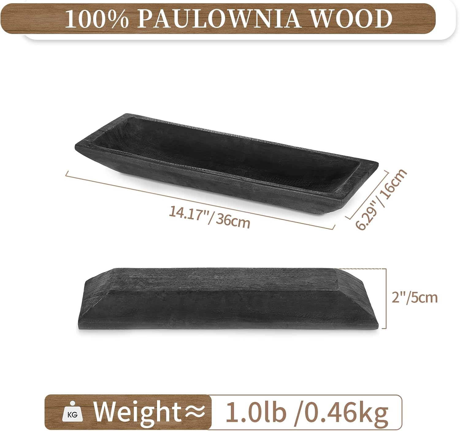 Hanobe Decorative Wood Dough Bowl Black