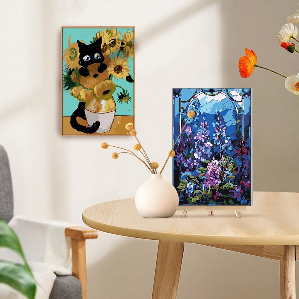 Framed Paint by Numbers Kit for Adults Beginners 78x118 Inch Canvas with Wooden Easel and Frame