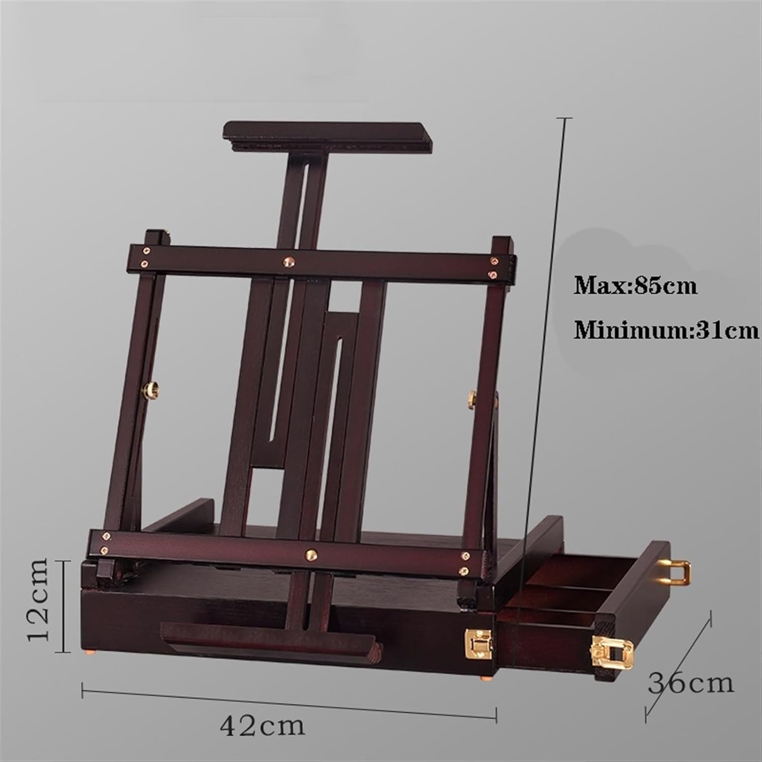 Wood Drawer Table Sketch Box Portable Art Storage Case with 4 Compartments