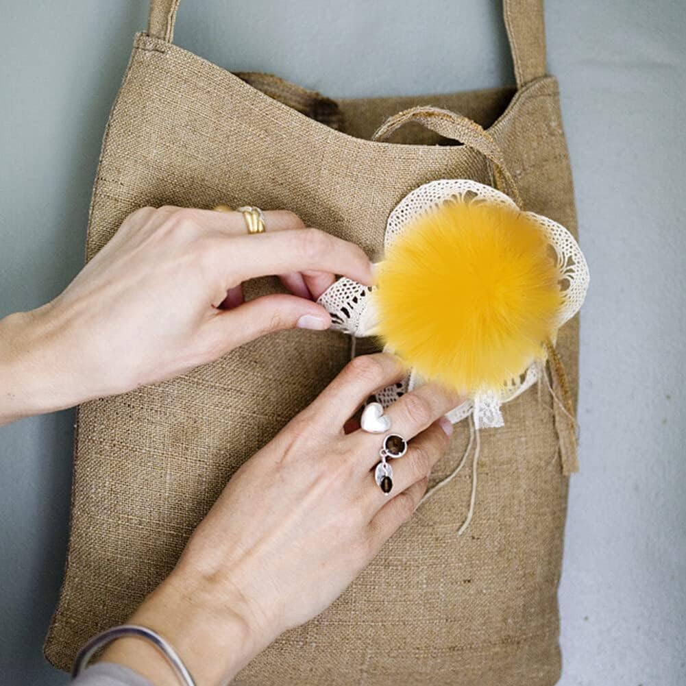 Faux Fur Pom Poms Balls 16PCS for Hats and Keychains