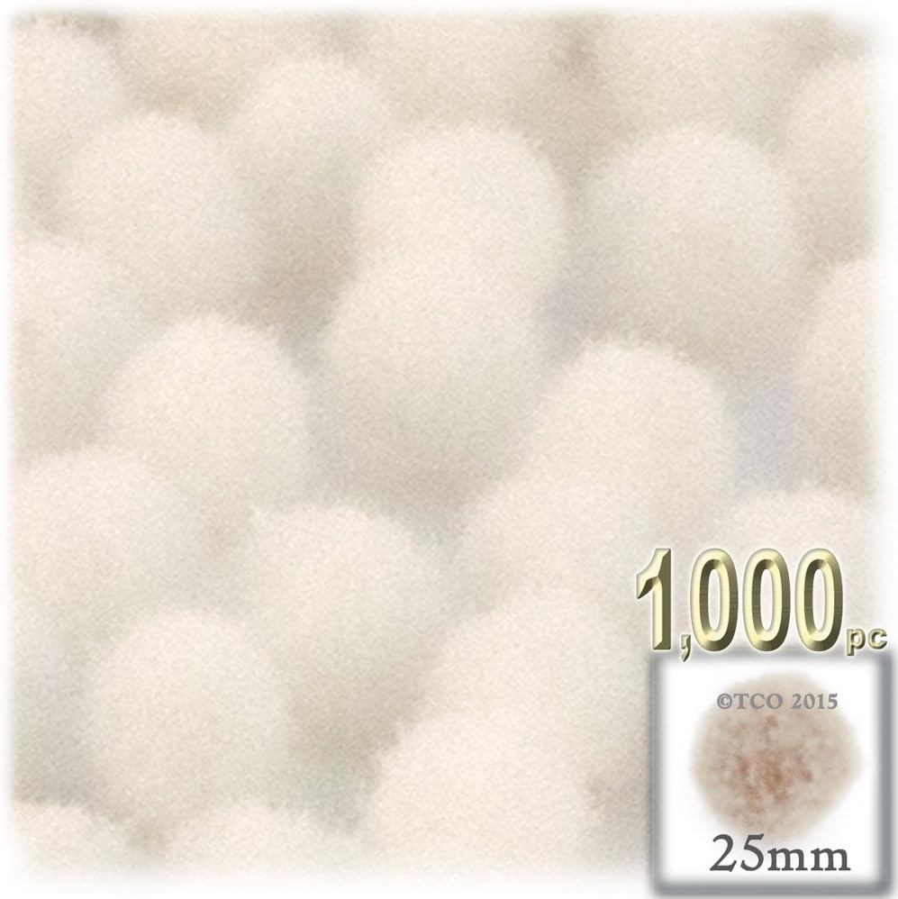 The Crafts Outlet 1000 Piece Acrylic Pom Poms White 25mm