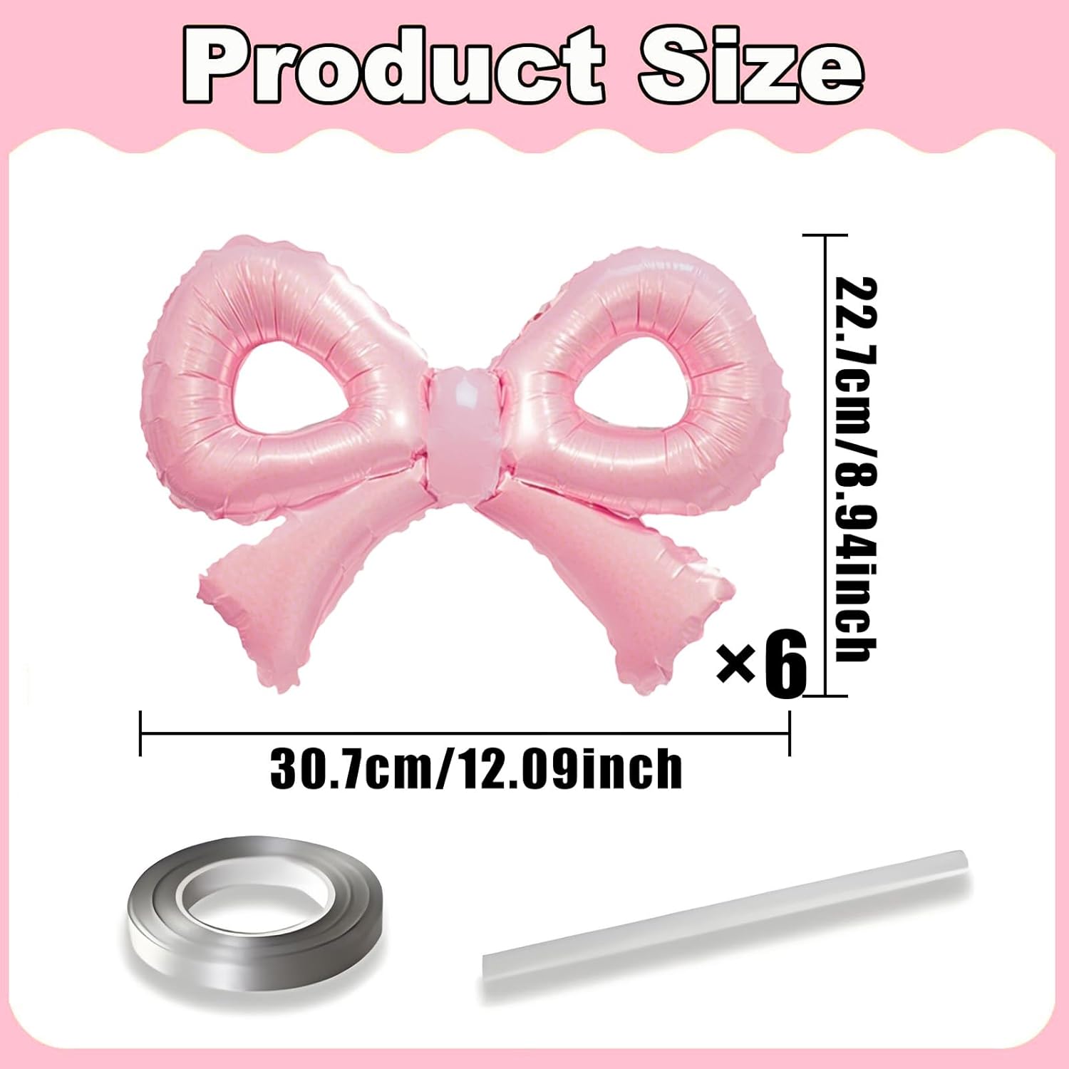 6PCS 12x9 Inch Mini Bow Balloons Pink Party Decor