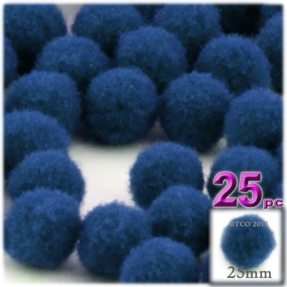 The Crafts Outlet 25-Piece Multi Purpose Pom Poms Neon Orange 25mm Round Acrylic