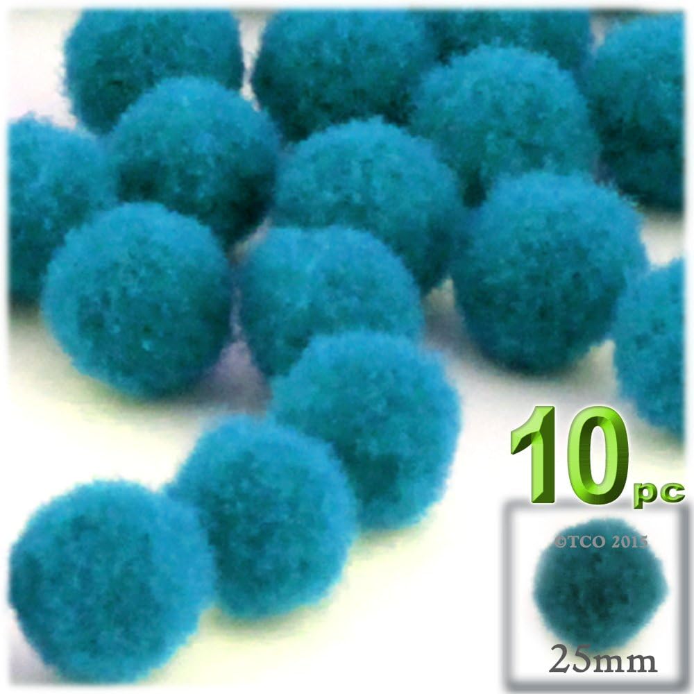 The Crafts Outlet 10-Piece Turquoise Blue Pom Poms